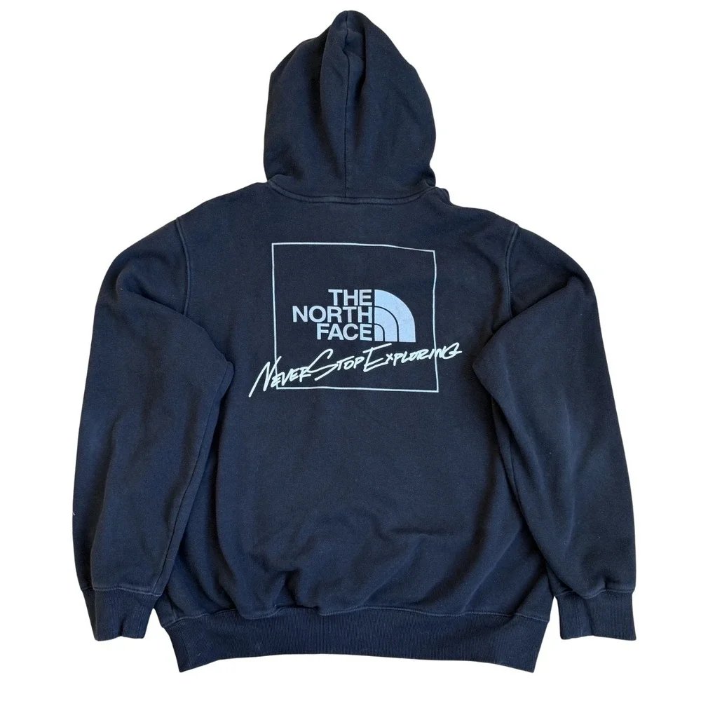 The North Face Mens Black Graphic Pullover Hoodie Never Stop Exploring Large